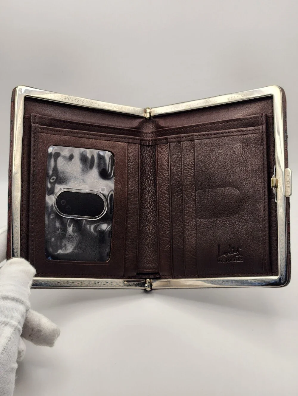 Lodis Los Angeles Framed Leather Kiss-Lock Wallet - Brown